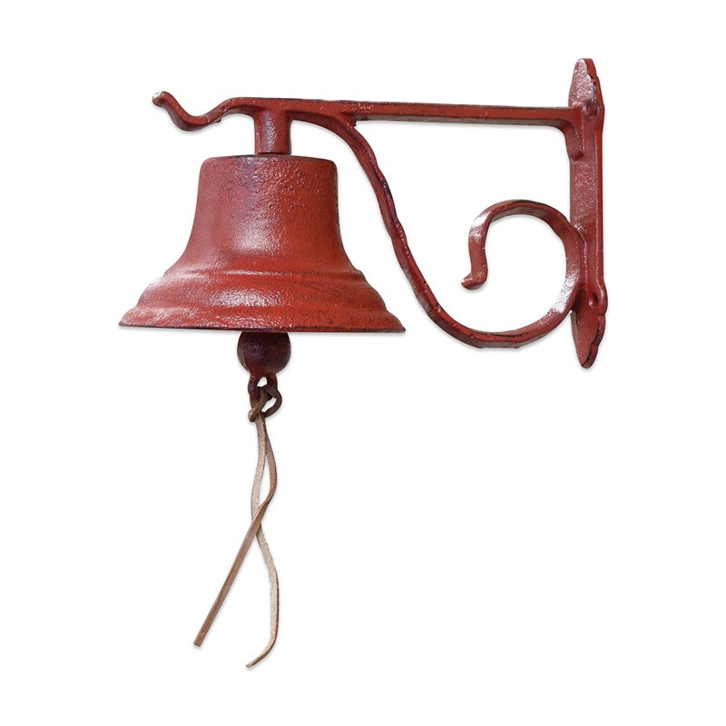 NACH Dinner Bell Outdoor, 8.5 x 5 x 6.5 inch, Antique Red Cast Iron Wall Bell, Decorative Doorbell for Outside - Image 1